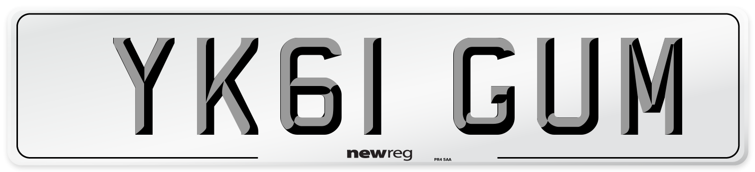 YK61 GUM Number Plate from New Reg